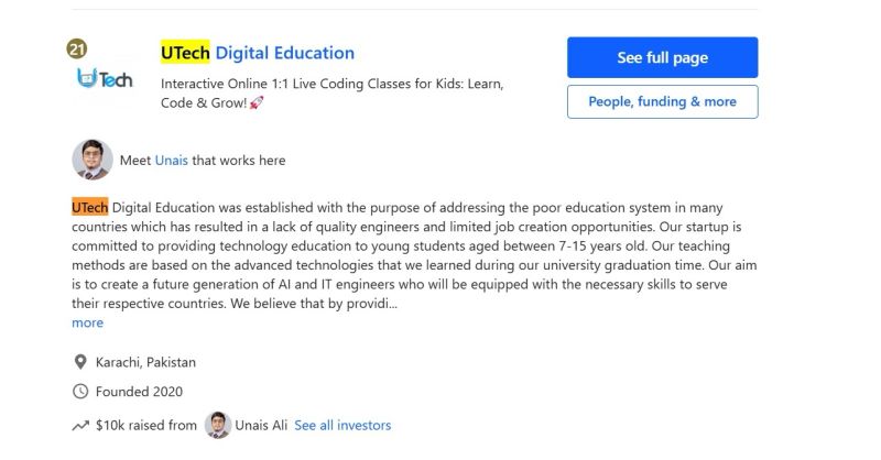 UTech Digital Education Ranked #21 Among Top 100 Online Learning Platforms by F6S
