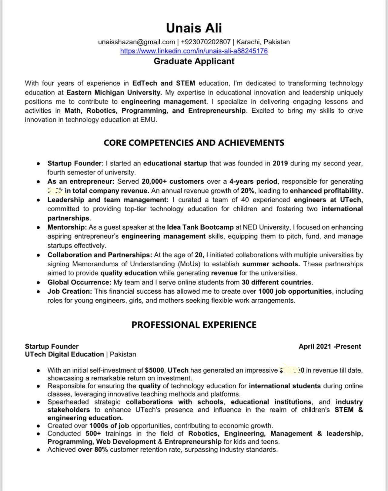 How Should a CV Look for an Undergraduate or Graduate Student?